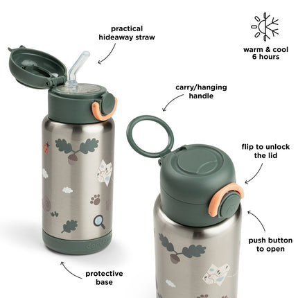 Done by Deer Thermos Rietjesfles Tiny Trails Green 340ml