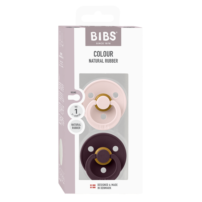 BIBS Spenen Colour 2 PACK Petal/Plum Maat 1