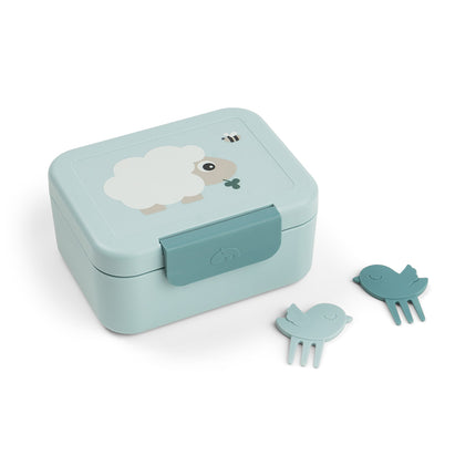 Done by Deer Lunchbox Incl. Snackprikkers Tiny Farm Blue