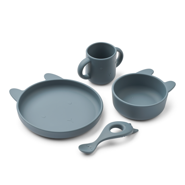 Liewood Kinderservies Set Vivi Whale Blue