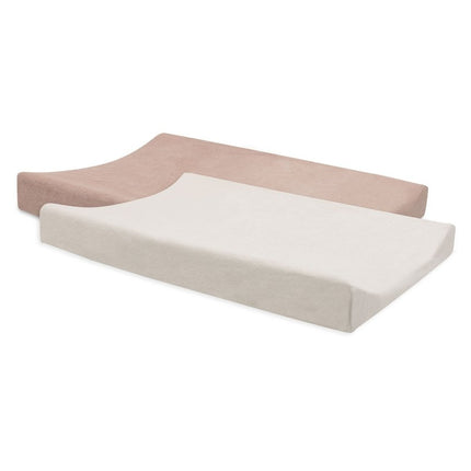 Aankleedkussenhoes Badstof 50x70cm - Wild Rose/Ivory - 2 Stuks - Babywinkel - 8717329399587