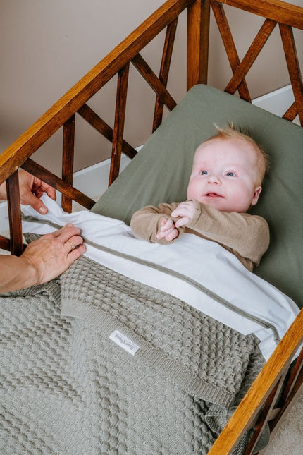 Baby's Only Wieglaken Gebreid Bies Urban Green/Wit - Baby's Only - Babywinkel - 8720512367430