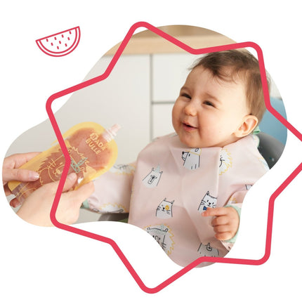 Badabulle Slabbetje Lange Mouwen Roze - Babywinkel - 3661276174153