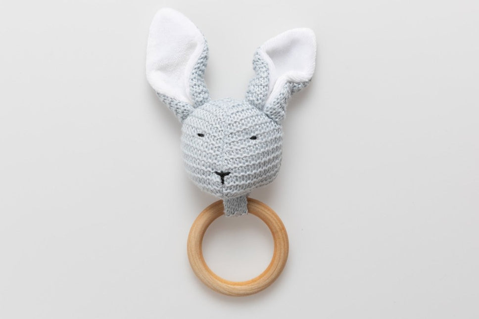 Bamboom Bijtring Hout Haasje Licht Blauw koop je bij Babywinkel