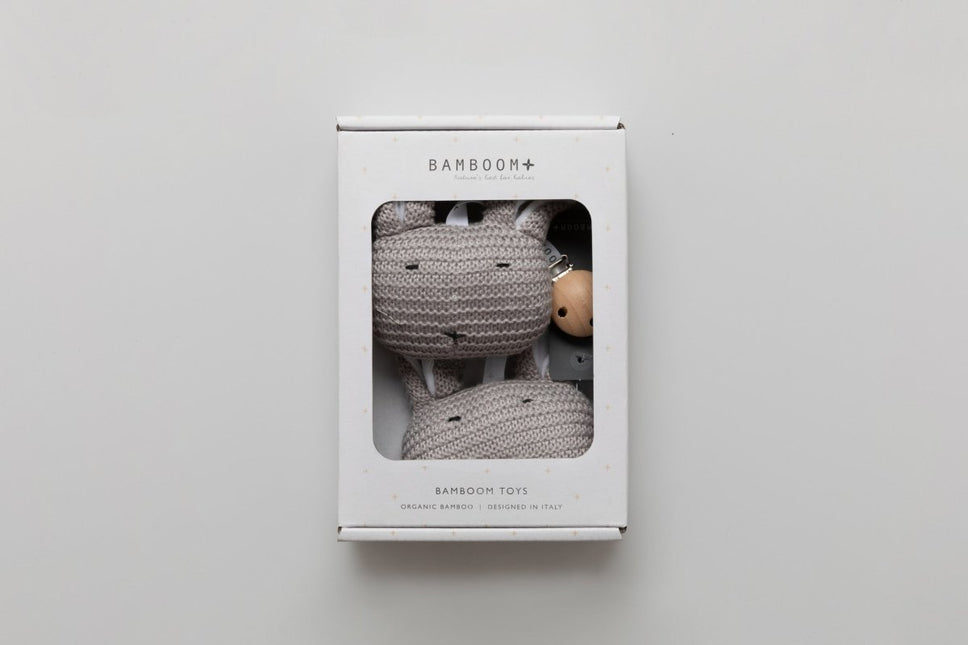Bamboom Knuffel Met Clip Warm Grijs koop je bij Babywinkel