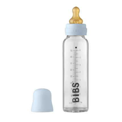 BIBS Babyfles Glas 225ml Baby Blue - BIBS - Babywinkel - 5713795238705