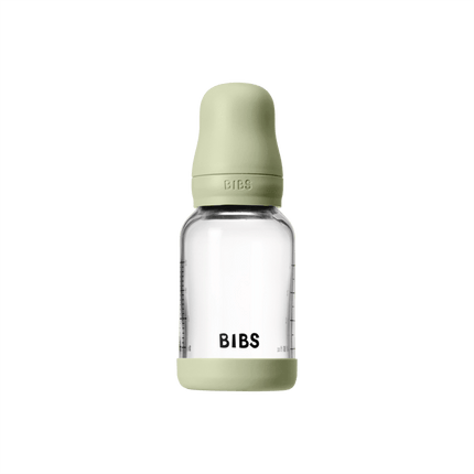 BIBS BIBS Glass Baby Bottle Round Siliconen 1 pack 120 ml Slow Flow Sage - Babywinkel - 5713795265688