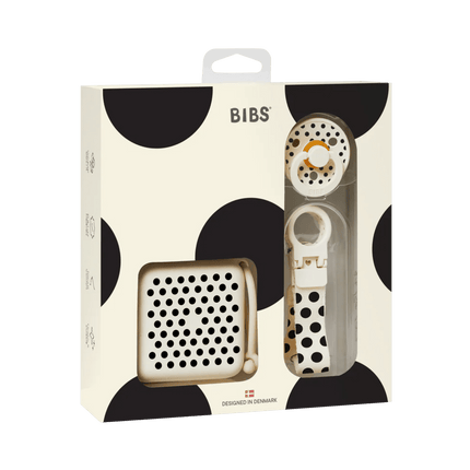 BIBS Gift Set Polka Soothe & Go Latex Ivory Black koop je bij Babywinkel