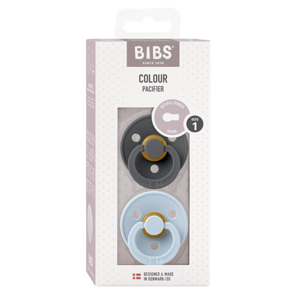 BIBS Speen Maat 1 Iron/Baby Blue 2st - BIBS - Babywinkel - 5713795110186
