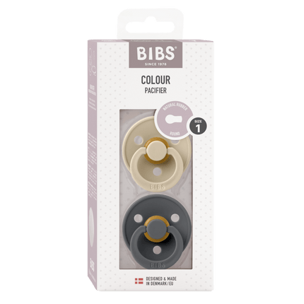 BIBS Speen Maat 1 Latex Vanilla/Iron 2st - BIBS - Babywinkel - 5713795241156