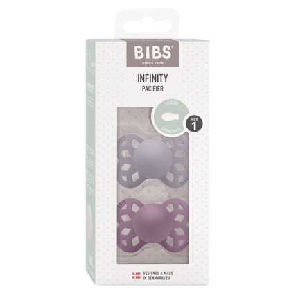 BIBS Speen Maat 1 Silicone Symmetrical Fossil Grey/Mauve 2st - BIBS - Babywinkel - 5713795243976
