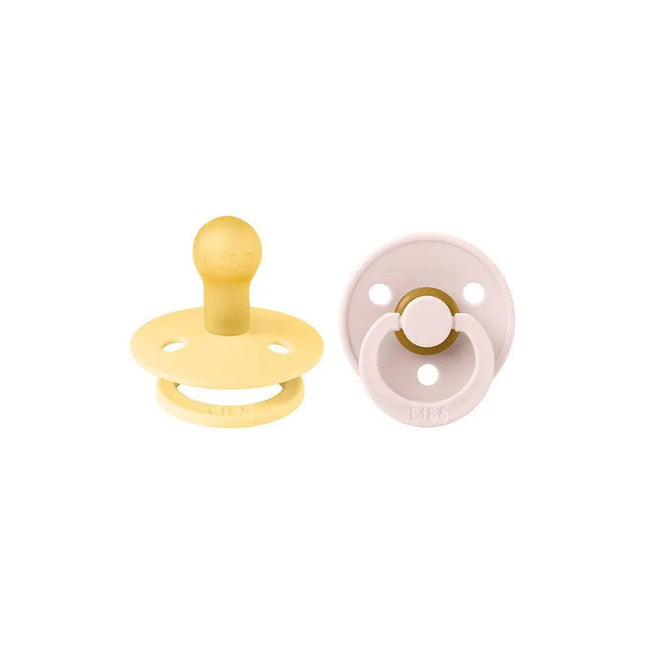 BIBS Speen Maat 2 Latex Pale Butter/Petal 2St koop je bij Babywinkel