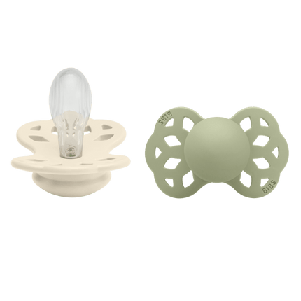 BIBS Speen Maat 2 Silicone Symmetrical Ivory/Sage 2st - BIBS - Babywinkel - 5713795246533