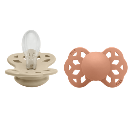 BIBS Speen Maat 2 Silicone Symmetrical Vanilla/Peach 2st - BIBS - Babywinkel - 5713795243822