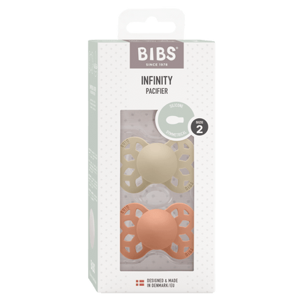 BIBS Speen Maat 2 Silicone Symmetrical Vanilla/Peach 2st - BIBS - Babywinkel - 5713795243822