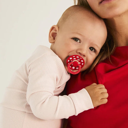 BIBS Spenen Maat 1 Pacifier Studio Colour Polka Latex Anatomical Blossom/Candy Apple 2st koop je bij Babywinkel