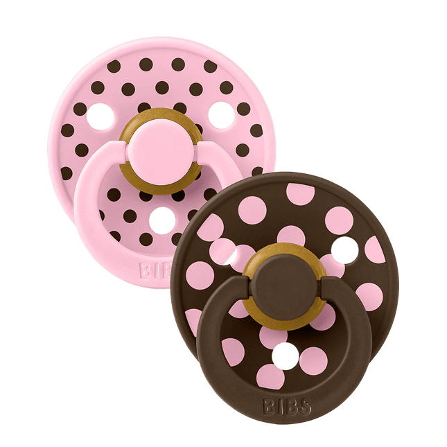 BIBS Spenen Maat 1 Studio Colour Polka Latex Baby Pink/Mocha 2st koop je bij Babywinkel