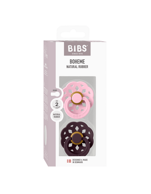 BIBS Spenen Maat 2 BOHEME Baby Pink/Plum 2st koop je bij Babywinkel