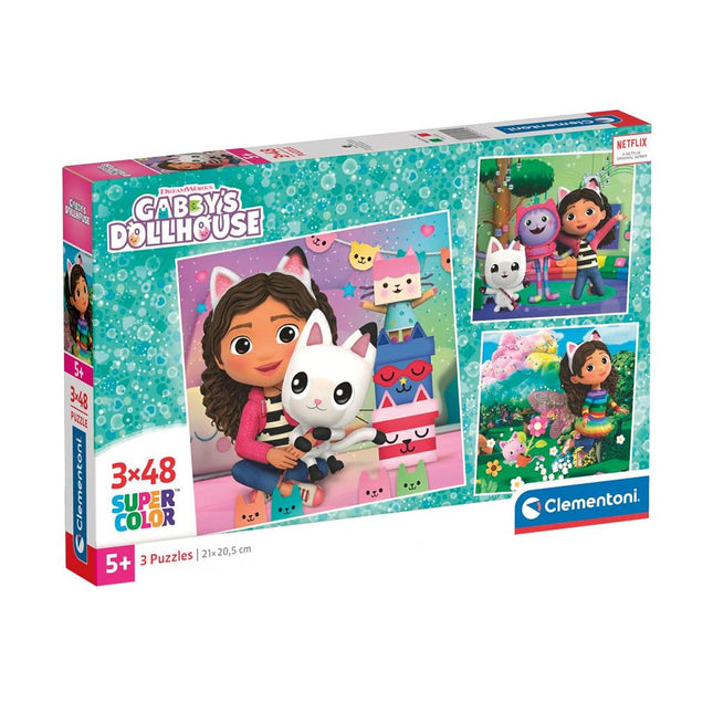 Clementoni Gabby's Dollhouse Puzzel 3x48st. - Babywinkel - 8005125252954
