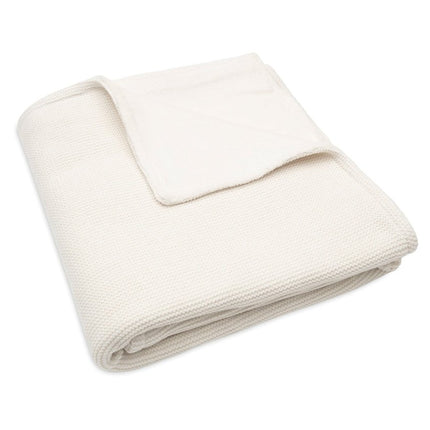 Deken Ledikant 100x150cm Basic Knit - Ivory/Coral Fleece - Babywinkel - 8717329379152