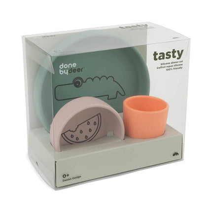 Done by Deer Kinder Servies Set Croco MixMix 3 - delig - Done by Deer - Babywinkel - 5712643031451