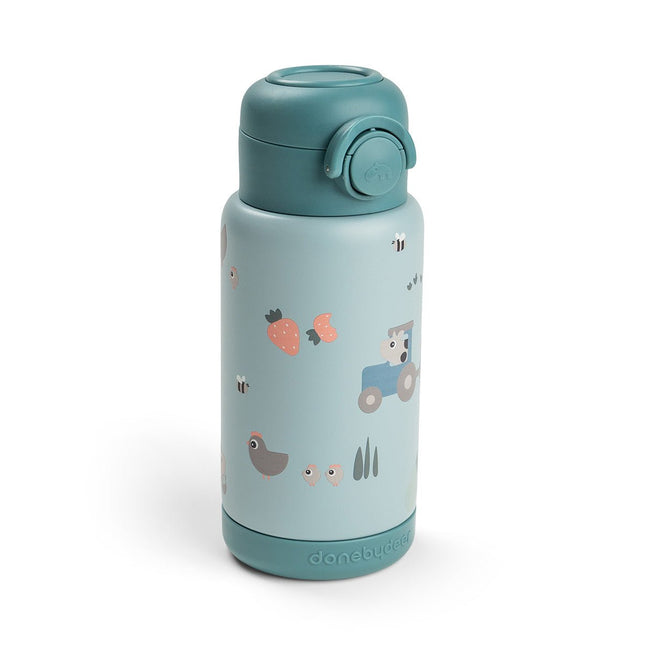 Done by Deer Thermos Rietjesfles Tiny Farm Blue 340ml koop je bij Babywinkel