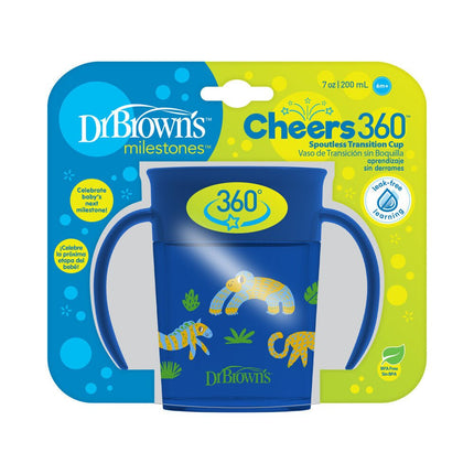 Dr. Brown's Drinkbeker Cheers 360 Cup Met Handvaten Blauw 200ml - Dr. Brown's - Babywinkel - 072239323809