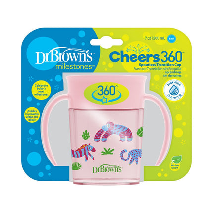 Dr. Brown's Drinkbeker Cheers 360 Cup Met Handvaten Roze 200ml - Dr. Brown's - Babywinkel - 072239323793
