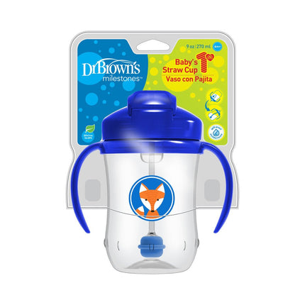 Dr. Brown's Eerste rietjesbeker blauw 270ml - Dr. Brown's - Babywinkel - 072239311400