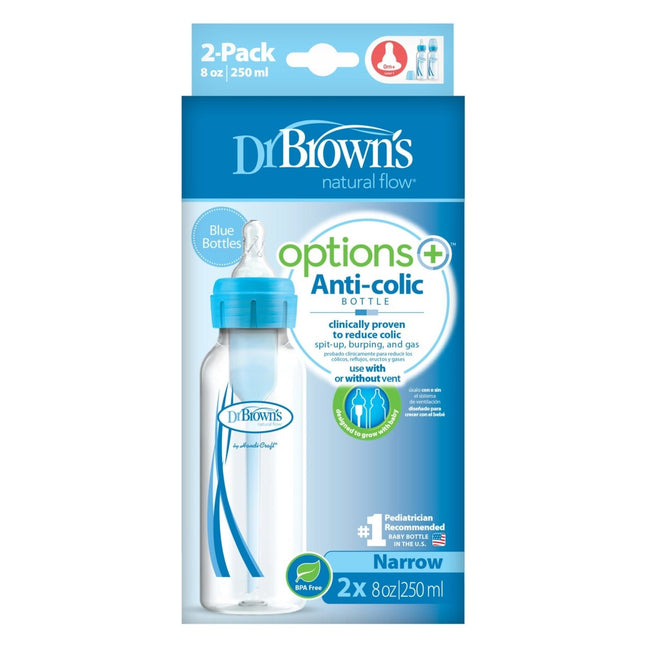 Dr. Brown's Options+standaardfles 250ml duopack blauw - Dr. Brown's - Babywinkel - 072239306376