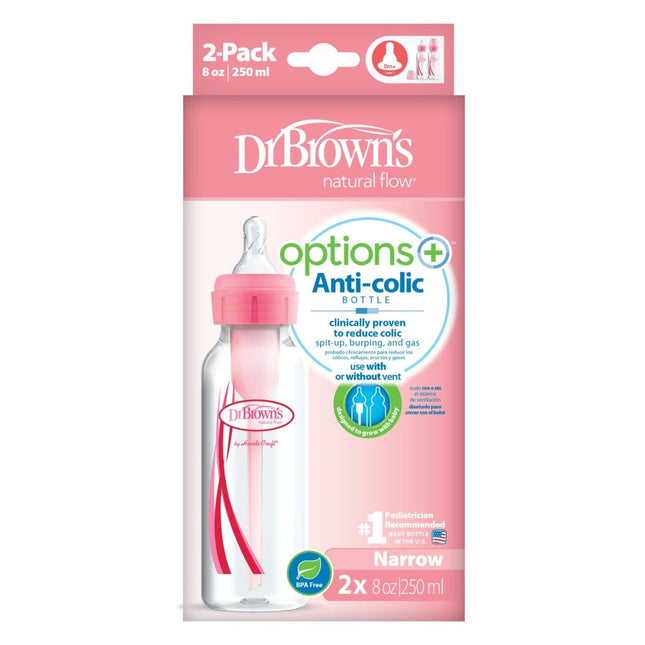 Dr. Brown's Options+standaardfles 250ml duopack roze - Dr. Brown's - Babywinkel - 072239306369