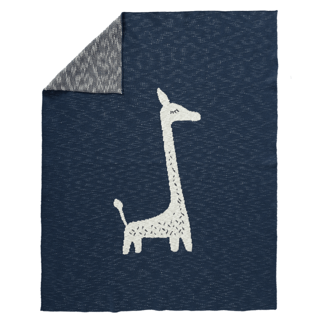 Fresk Ledikantdeken Gebreid Giraf Indigo 100x150cm - Fresk - Babywinkel - 8719638235686