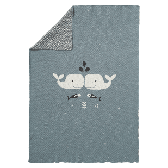 Fresk Ledikantdeken Gebreid Whale Blue Fog 100x150cm koop je bij Babywinkel