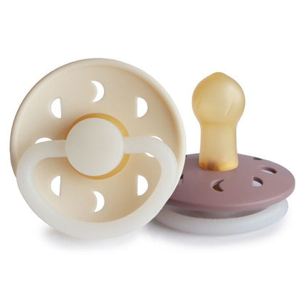 Frigg Speen Maat 1 Moon Night Cream/Tw.Mauve Latex 2 - Pack - Frigg - Babywinkel - 5715239019857
