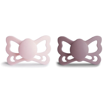 Frigg Speen Maat 2 Butterfly White Lilac/Tw. Mauve Silicone 2 - Pack koop je bij Babywinkel