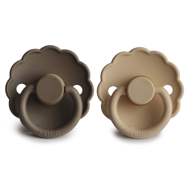 Frigg Speen Maat 2 Daisy Croissant/Portobello Latex 2 - Pack - Frigg - Babywinkel - 5715239224176