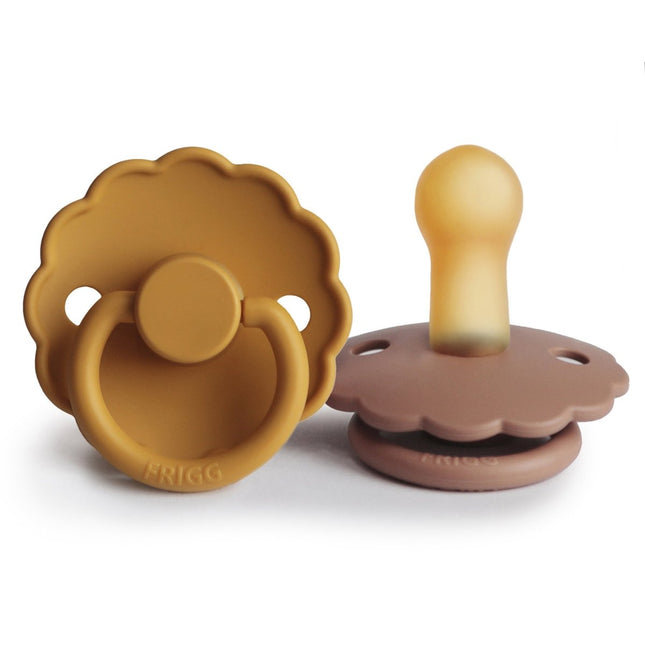 Frigg Speen Maat 2 Daisy Honey Gold/Rose Gold Latex 2 - Pack - Frigg - Babywinkel - 5715239224206