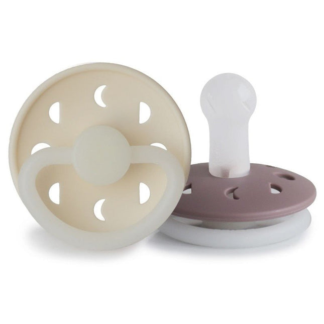 Frigg Speen Maat 2 Moon Night Cream/Tw.Mauve Silicone 2 - Pack - Frigg - Babywinkel - 5715239019840