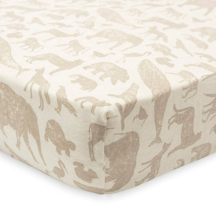 Hoeslaken Jersey 40/50x80/90cm Animals - Nougat - Babywinkel - 8717329376465