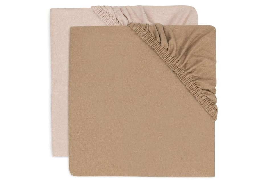 Hoeslaken Jersey 40/50x80/90cm - Wild Rose/Biscuit - 2 Stuks - Babywinkel - 8717329393172