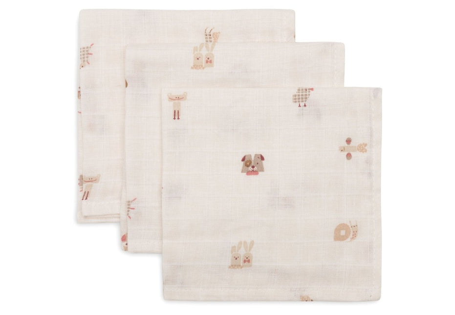 Hydrofiel Monddoekje 31x31cm - Animal Friends - 3 Stuks - Babywinkel - 8717329400610