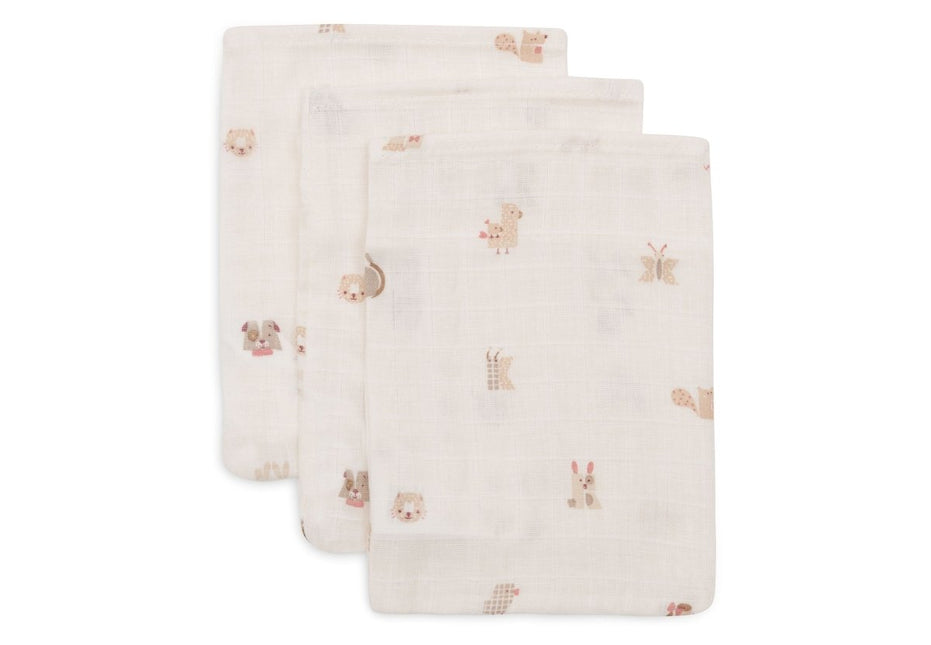 Hydrofiel Washandje 15x20cm - Animal Friends - 3 Stuks - Babywinkel - 8717329400603