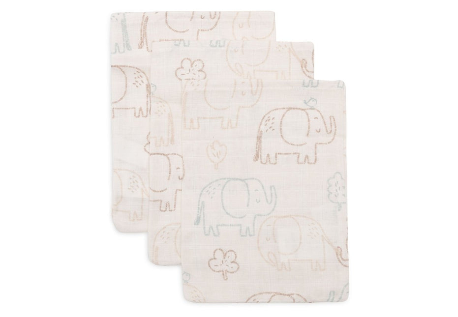 Hydrofiel Washandje 15x20cm - Elephant Tales - 3 Stuks - Babywinkel - 8717329400641