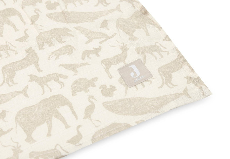 Hydrofiele Doek Large 115x115cm Animals - Nougat - 2 Stuks - Babywinkel - 8717329376939