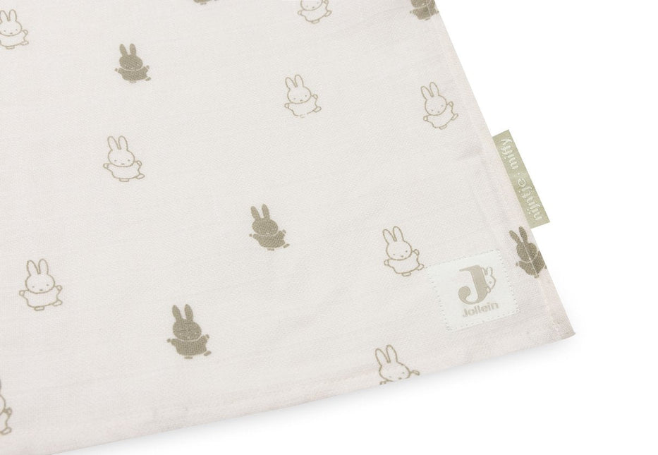 Hydrofiele Doek Large 115x115cm Happy Miffy - Olive Green - 2 Stuks - Babywinkel - 8717329378940