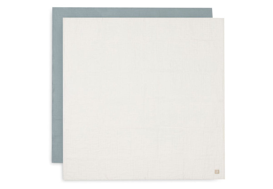 Hydrofiele Doek Large 115x115cm - Sea Green/Ivory - 2 Stuks - Babywinkel - 8717329393233