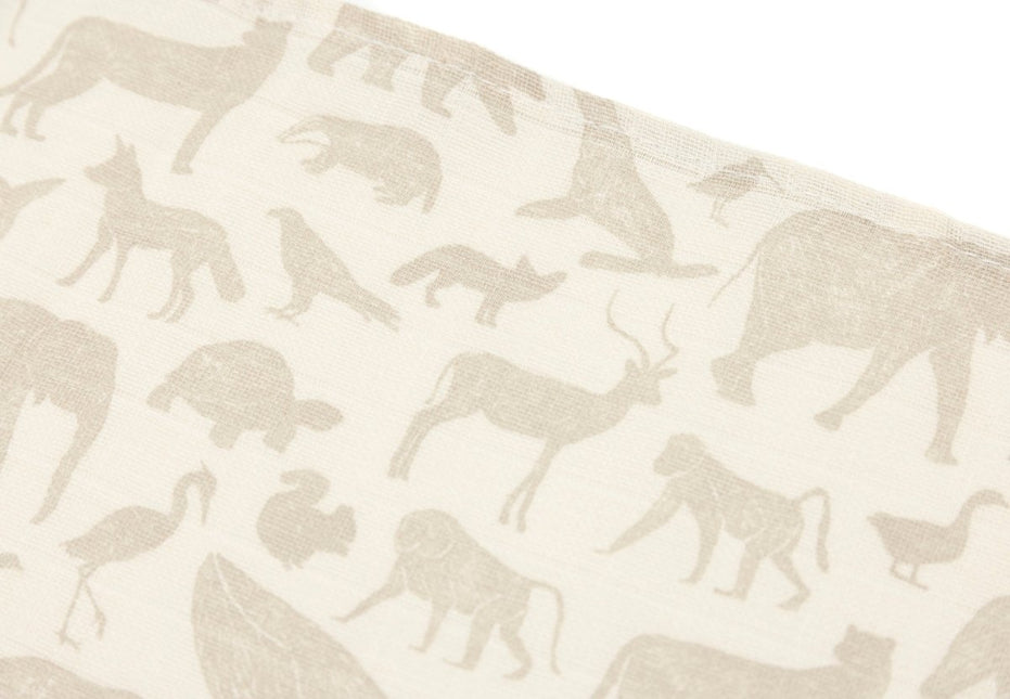 Hydrofiele Doek Small 70x70cm Animals - Nougat - 3 Stuks - Babywinkel - 8717329376946