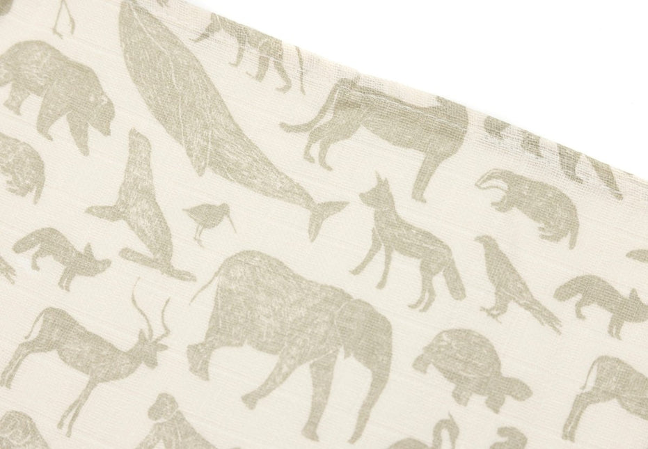 Hydrofiele Doek Small 70x70cm Animals - Olive Green - 3 Stuks - Babywinkel - 8717329376984