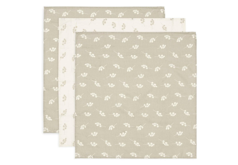 Hydrofiele Doek Small 70x70cm Twig - Olive Green - 3 Stuks - Babywinkel - 8717329376908