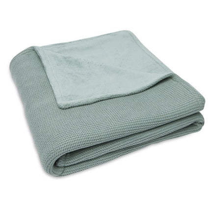 Jollein Ledikantdeken Basic Knit Forest Green/Fleece 100x150cm - Jollein - Babywinkel - 8717329366138